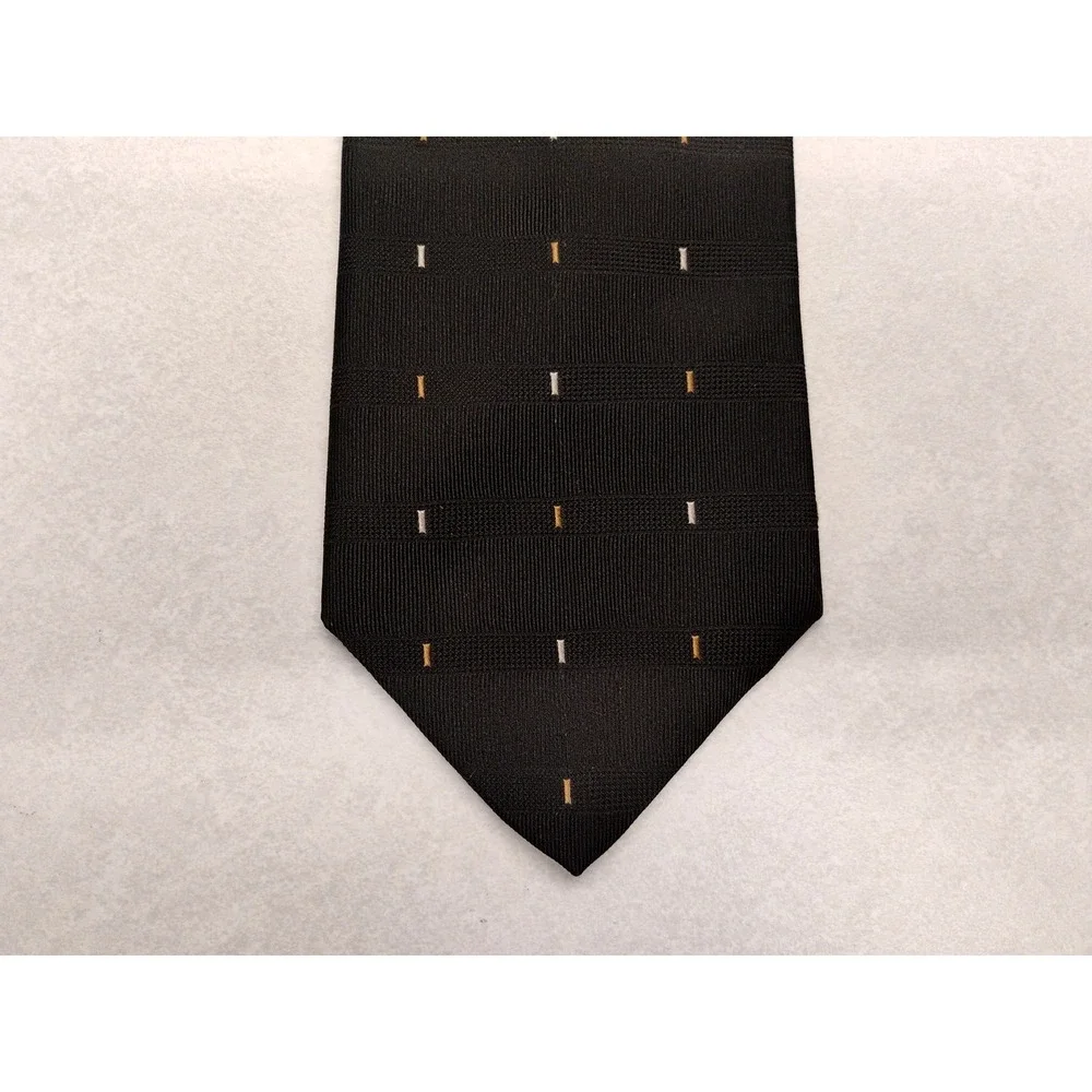 Jones New York Men's Silk Necktie‎ Black Geometric Tie 3.5